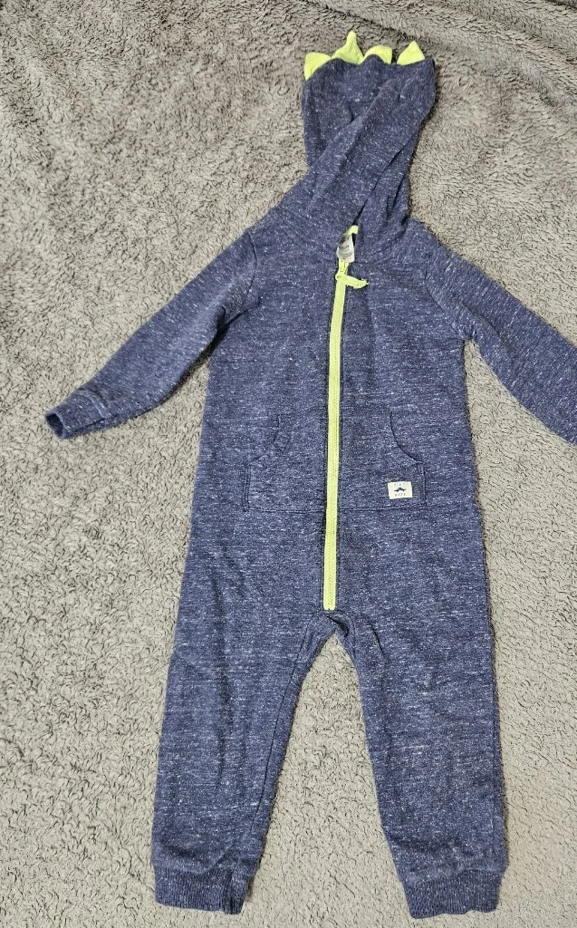 Carter Navy Denim Style Dino One Pieces Set Of Two